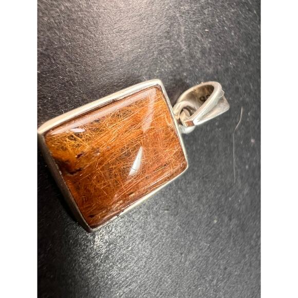 Vintage Nature Company Copper Rutilated Quartz Pendant 925 Sterling Silver - Picture 10 of 16